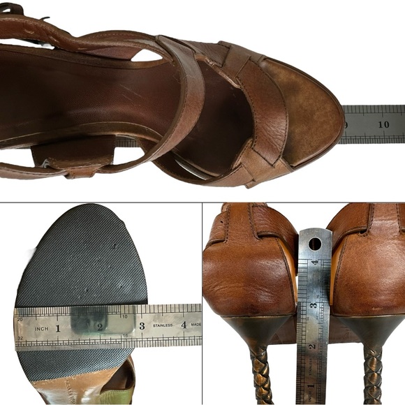 Bottega Veneta Leather Strappy Sandals Brown Size US 5.5 EU 36 High Heel Copper - Picture 15 of 15